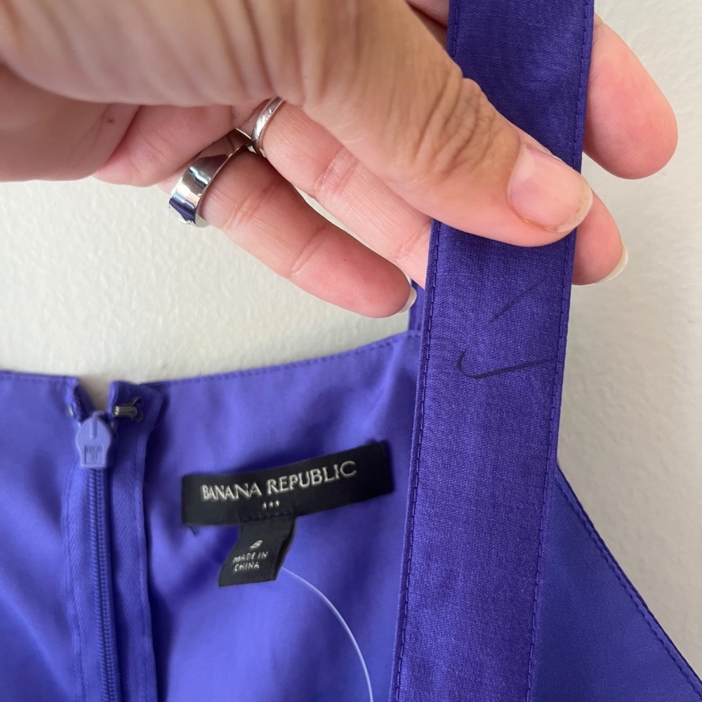 Banana Republic Sz 8 Pleated Purple Camisole Tank‎ Top Lined Back Zip Tencel - Picture 3 of 9